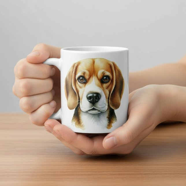 Caneca De Café Beagle de Aquarela  (Criador carregado)