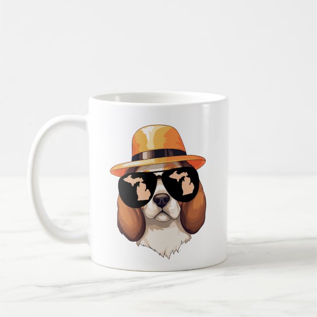 Caneca De Café Beagle de Michigan Usando Óculos de Sol (Esquerda)
