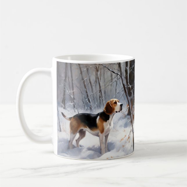 Caneca De Café Beagle Deixe Nevar Natal (Esquerda)