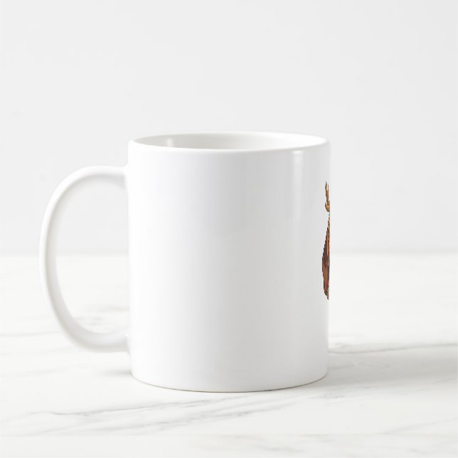Caneca De Café Beagle Dog Christmas Reindeer Santa Hat Engraçado  (Esquerda)