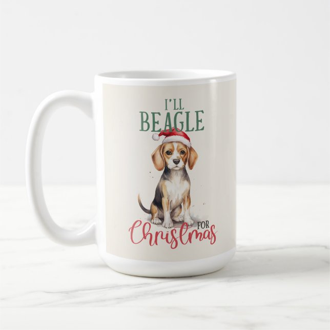 Caneca De Café Beagle Funny Dog Pun Café de Natal (Esquerda)