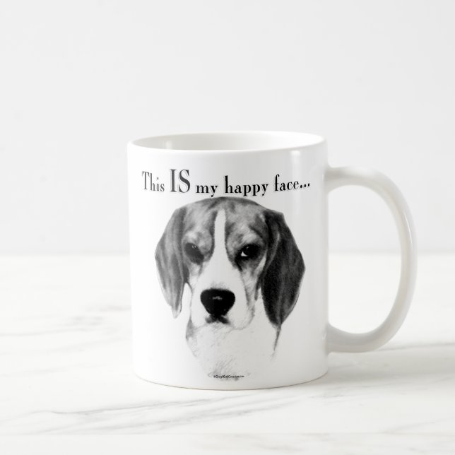 Caneca De Café Beagle Happy Face (Direita)