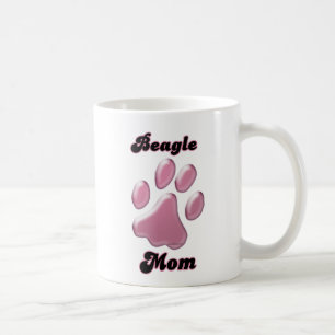 Caneca De Café Beagle Mãe Pawprint Rosa