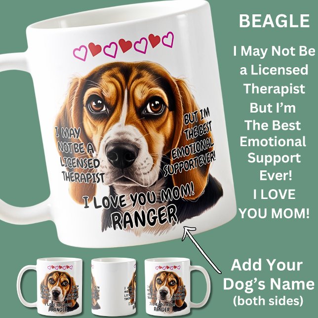 Caneca De Café Beagle Mug, adicione o nome do cão, você pode alte (Criador carregado)