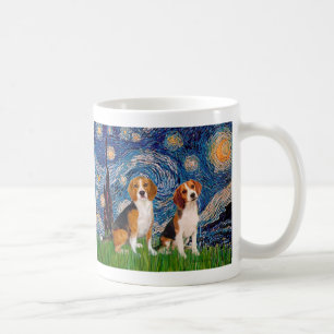 Caneca De Café Beagle Pair - Noite Estrelada