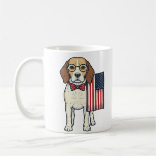 Caneca De Café Beagle Patriótico com Arte Vetorial Vintage de Ban