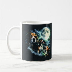Caneca De Café Beagle Uivando à Lua – Cachorro de Caça Noturno