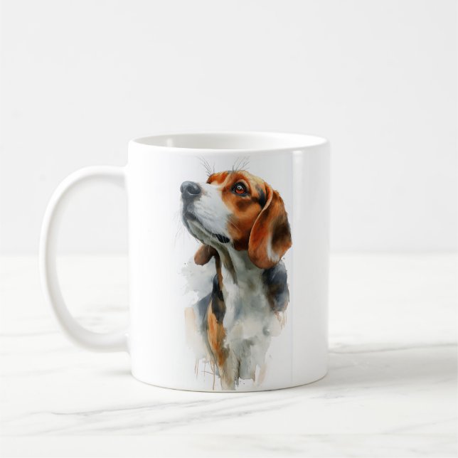 Caneca De Café Beagle watercolor portrait (Esquerda)