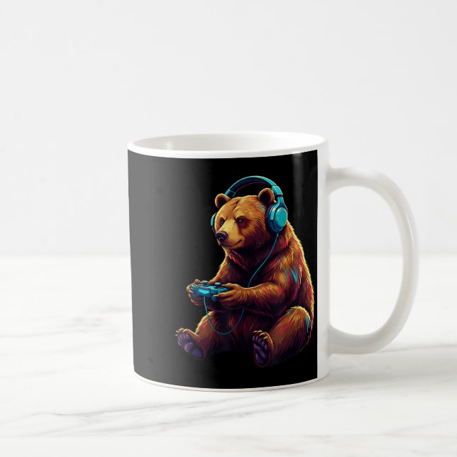 Caneca De Café Bear Gaming Animal Video Games Funny Bear  (Direita)