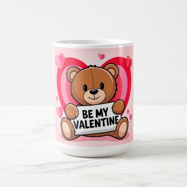Caneca De Café Bear hearts Be my Valentine (Centro)