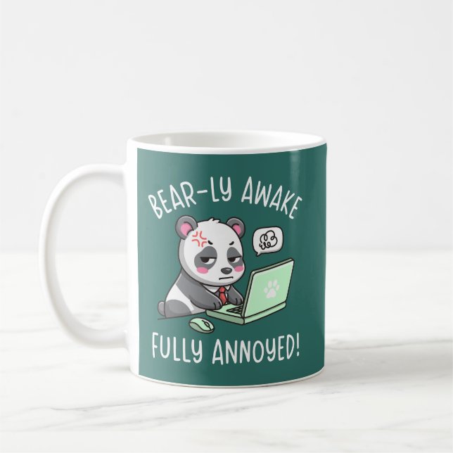 Caneca De Café Bear-ly Awake Fully Annoyed - Panda Office Humor (Esquerda)