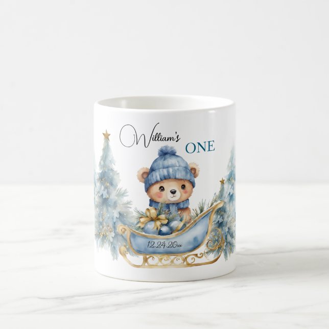 Caneca De Café Bear Natal Um Primeiro Aniversário Inverno (Centro)