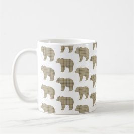 Caneca De Café Bear Shape Plaid Tan Brown Cabin Core