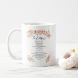 Caneca De Café Beatitudes da Escritura Floral em Aquarela Corada