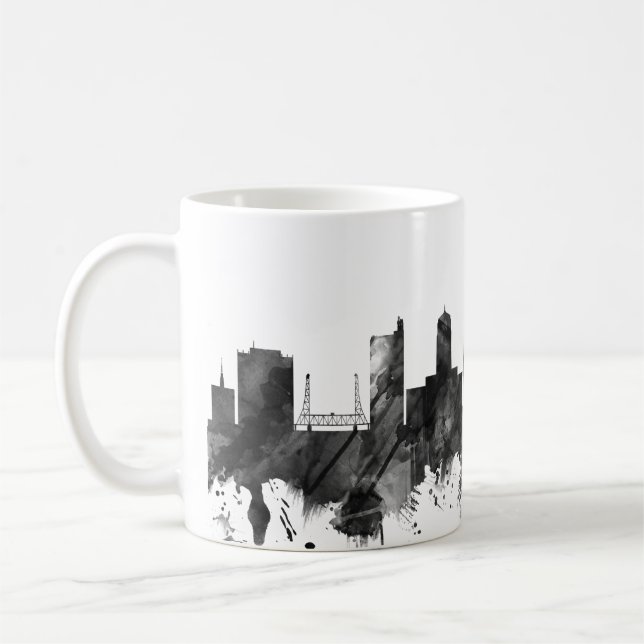 Caneca De Café Beaumont Texas Skyline BW (Esquerda)