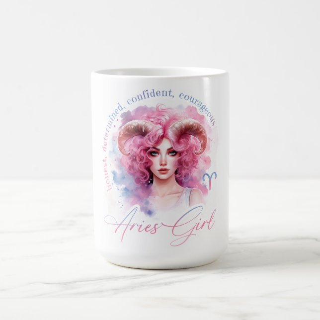 Caneca De Café Beautiful Aries Girl With Traits (Centro)