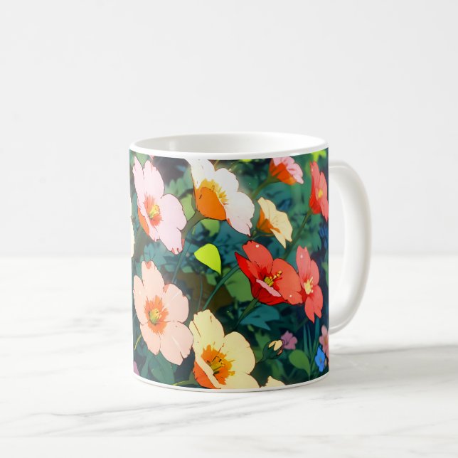 Caneca De Café Beautiful colorful anime flowers (Frente Esquerda)