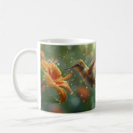 Caneca De Café Beautiful Flowers and Hummingbirds