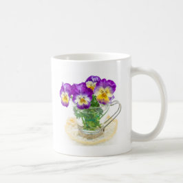 Caneca De Café beautiful pansy flowers isolated in a cup