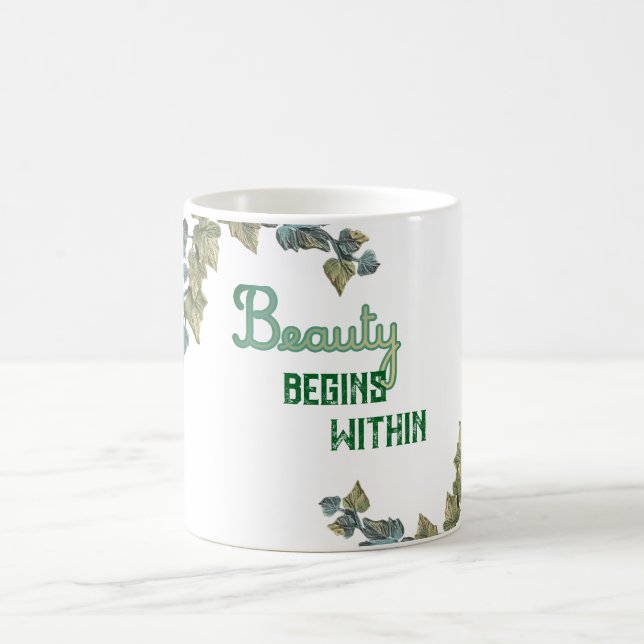 Caneca De Café Beauty Botanical Typography (Centro)