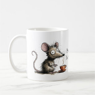 Caneca De Café Beba Café. Evite Humanos. Rato Desgrenhado Engraça