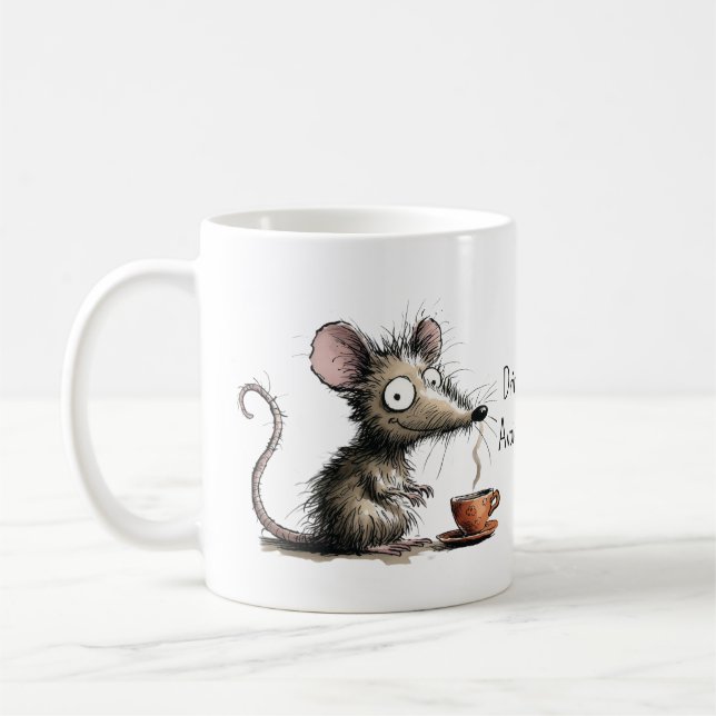 Caneca De Café Beba Café. Evite Humanos. Rato Desgrenhado Engraça (Esquerda)