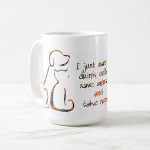 Caneca De Café Beba café, Salve animais, tire soneca - Pet Lover