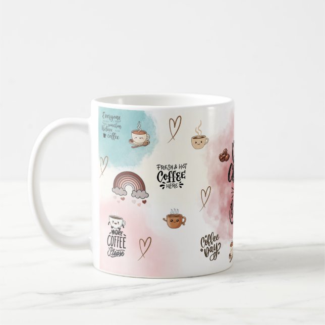 Caneca De Café “Beba Café & Seja Gentil – Pastel Aesthetic Fofo  (Esquerda)
