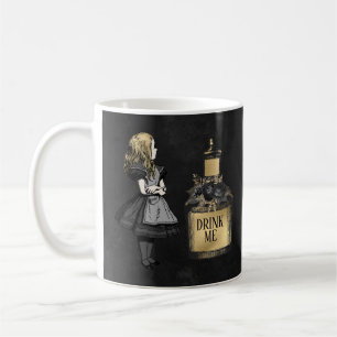 Caneca De Café Beba-me Alice negra e dourada no País das Maravilh