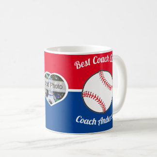 Caneca De Café Beball Best Coach Ever Photo Name Red White