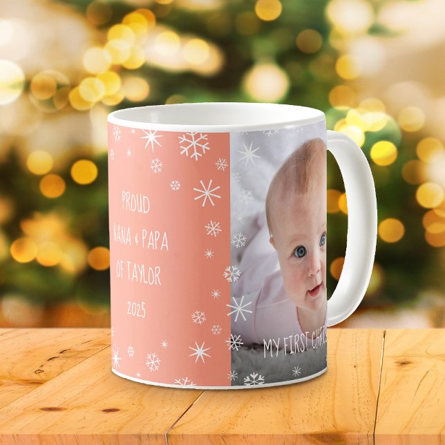 Caneca De Café Bebê 1rua de Natal Avós - Pêssego Personalizado de (Criador carregado)