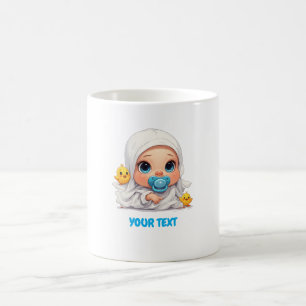 Caneca De Café Bebê Adorável com Chupeta e Pequeno Pato Fofo