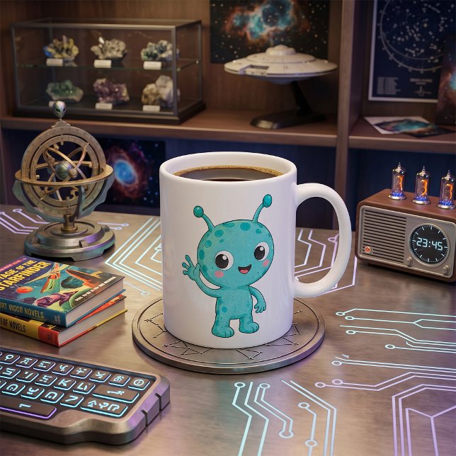 Caneca De Café Bebê Alien Espaço Monstro Fofo (Criador carregado)