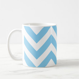Caneca De Café Bebê Azul e Branco Cavalo Grande. Padrão Chevron