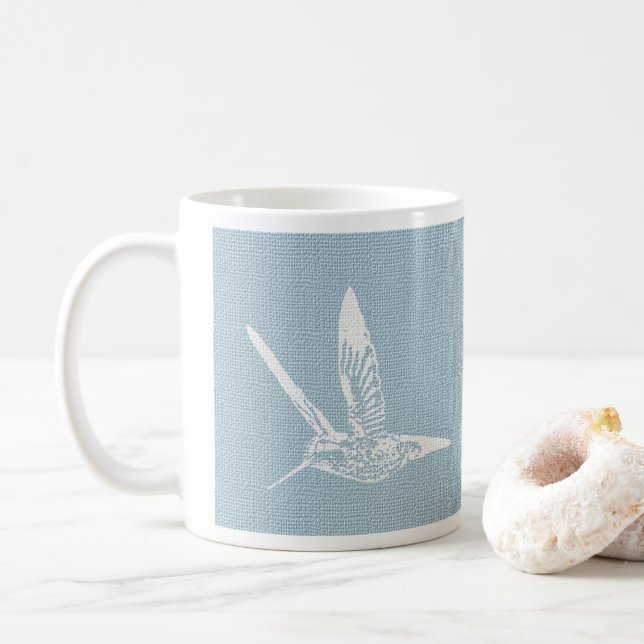 Caneca De Café Bebê Azul e Branco Elegante (Com Donut)