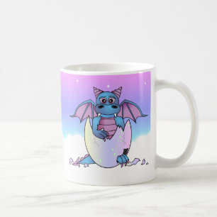 Caneca De Café Bebê bonito do dragão em ovo rachado - azul/roxo