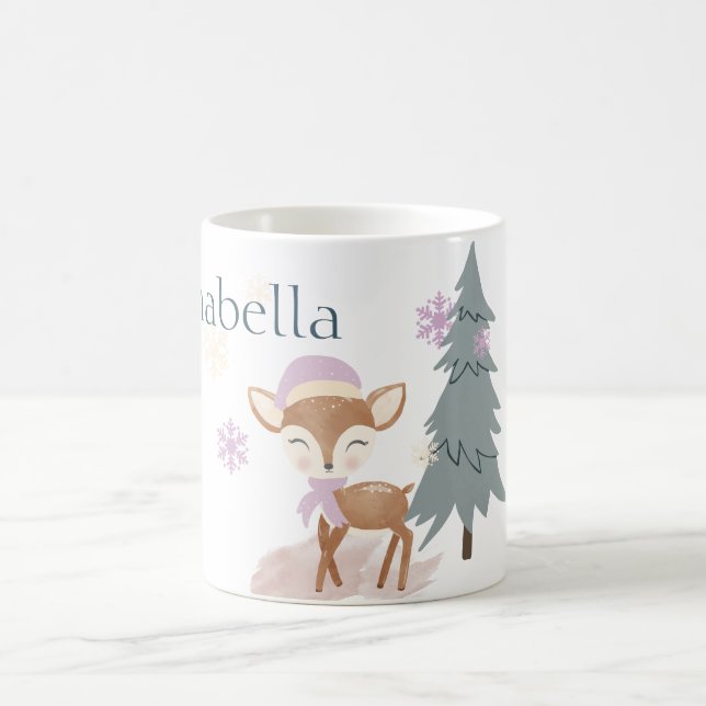 Caneca De Café Bebê Cervo Fêmea Adorável de Inverno (Centro)