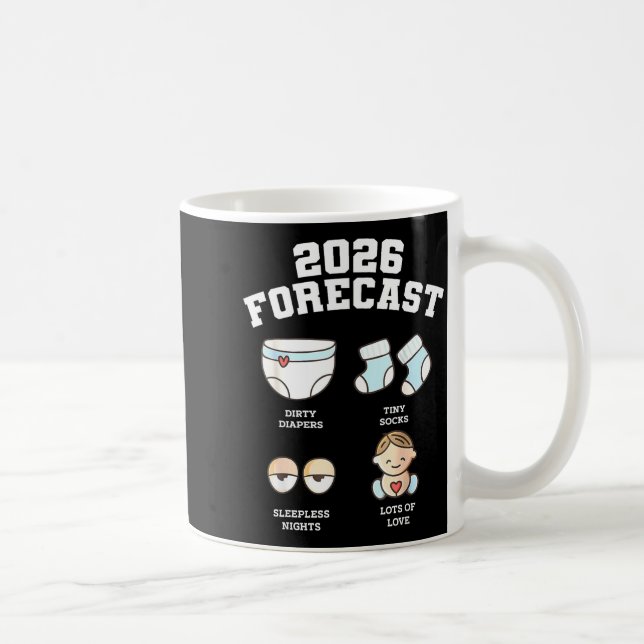 Caneca De Café Bebê Chegando Em Breve Previsão 2026 Chuveiro de B (Direita)