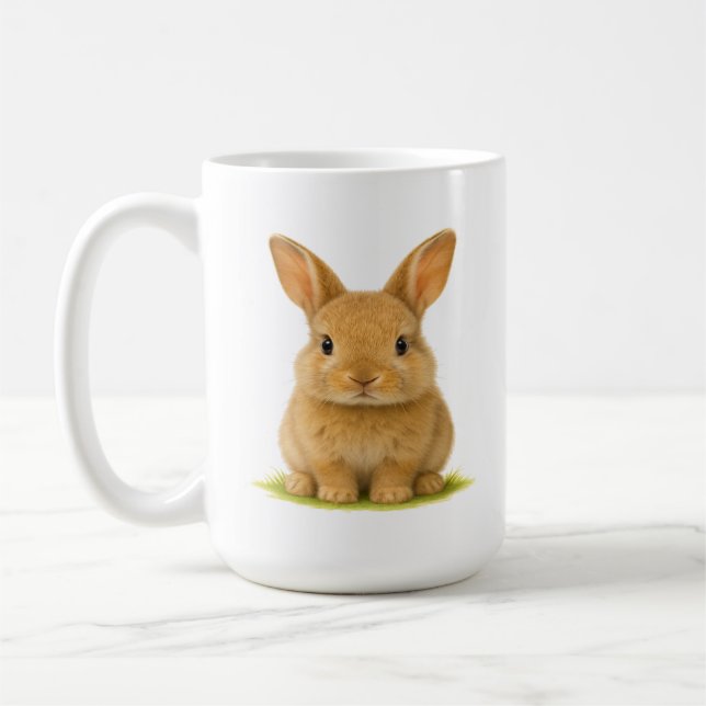 Caneca De Café Bebê coelhinho na grama (Esquerda)