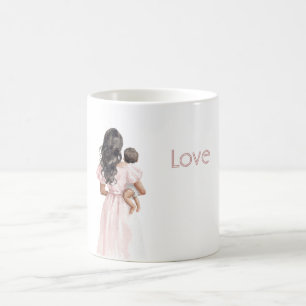 Caneca De Café Bebê de Senhora Preta de Vestido Rosa