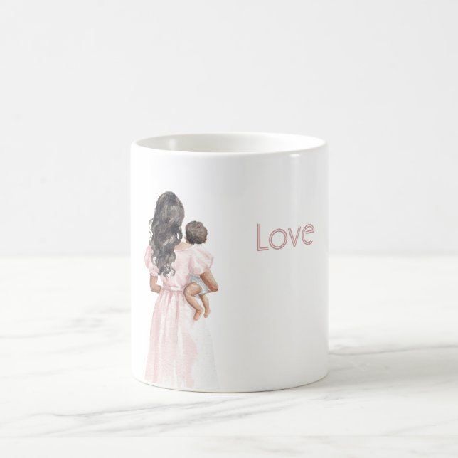 Caneca De Café Bebê de Senhora Preta de Vestido Rosa (Centro)