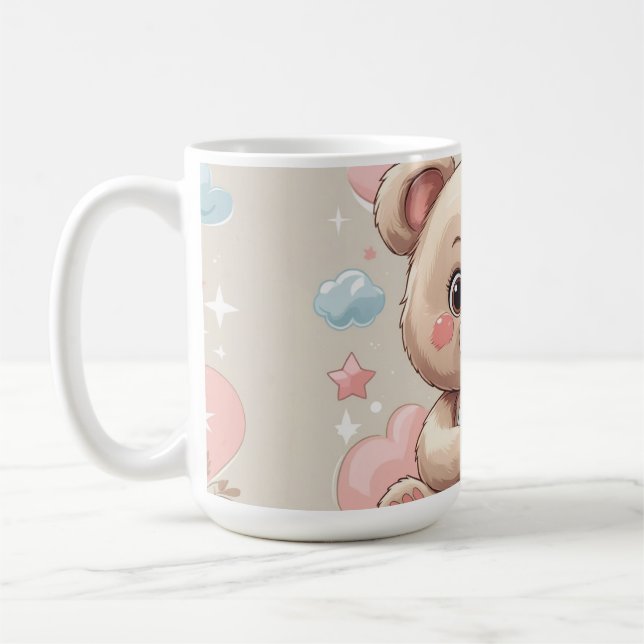 Caneca De Café Bebê de Urso de Teddy Adorável - Design de Pastel  (Esquerda)