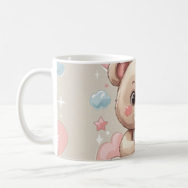 Caneca De Café Bebê de Urso de Teddy Adorável - Design de Pastel  (Esquerda)