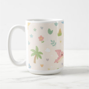 Caneca De Café Bebê Dinossauro Fofo Padrão Pastel Sem Costura par