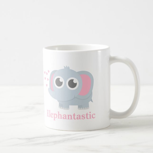 Caneca De Café Bebê Elefante Fofo Com Amor Por Meninas (Direita)