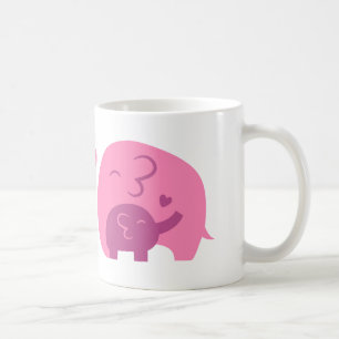 Caneca De Café Bebê Elefante Fofo e Mamãe Pais Amor