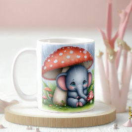 Caneca De Café Bebê Elefante Sob Guarda-Chuva