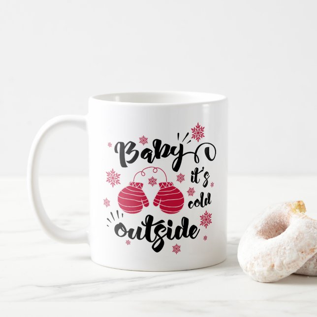 Caneca De Café Bebê está frio lá fora luvas fofas inverno (Com Donut)