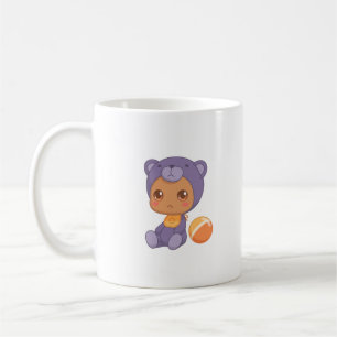 Caneca De Café Bebê Garota Roxo Bear Tornozelo