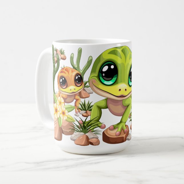 Caneca De Café Bebê Geckos Personagens de desenho animados (Frente Esquerda)